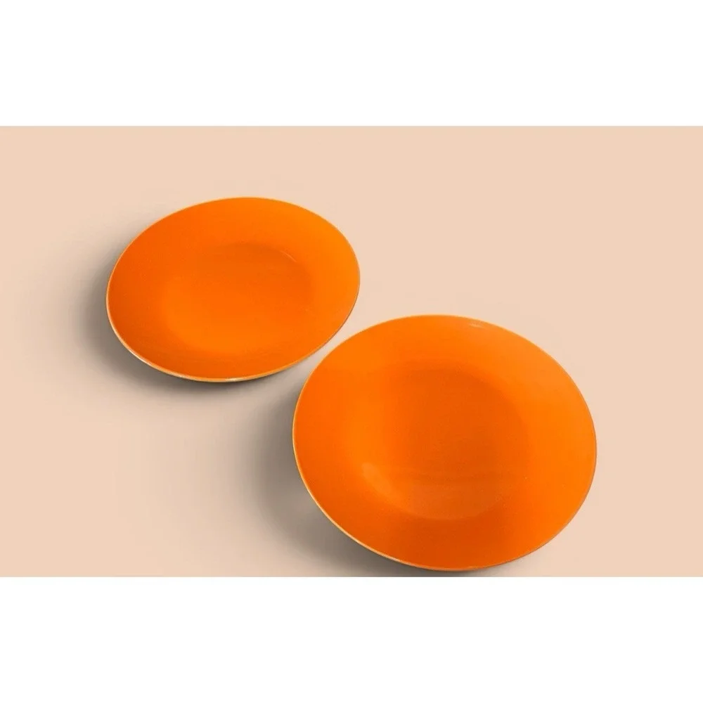 2 Royal Norfolk Dinner Plates Bright Orange Halloween 10.5 inches Festive VTG
